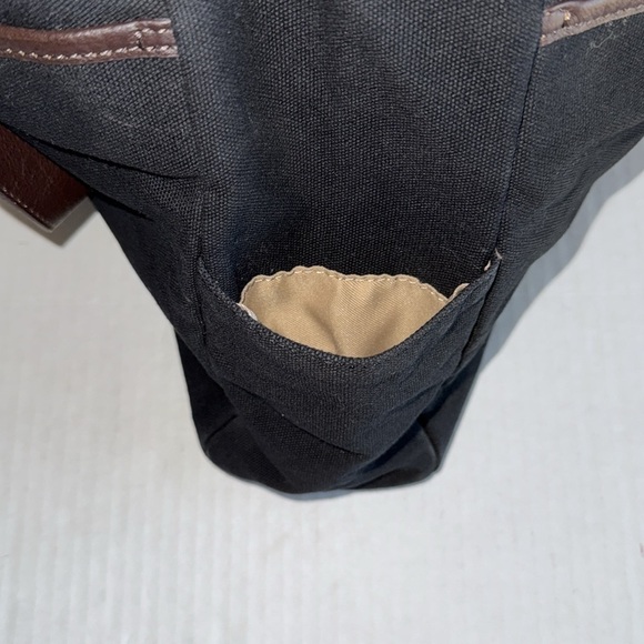 Levenger Black Canvas Tote With Brown Leather Trim - Picture 7 of 12